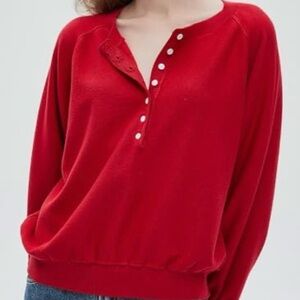 Red Button-Up Women's Top
